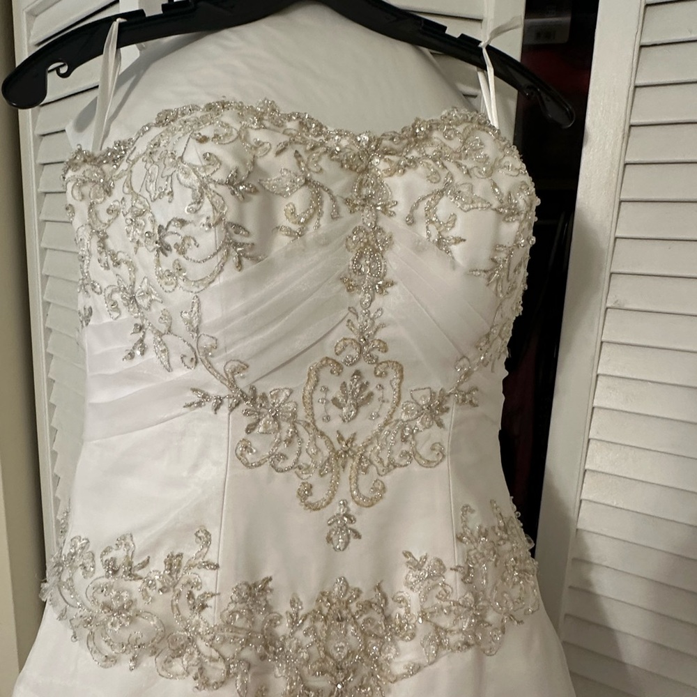 Elegant White and Silver Embellished Gown